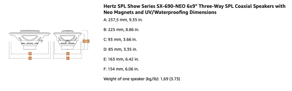 Amazon.com: HERTZ SPL Show Series SX-690-NEO 6x9 Three-Way SPL